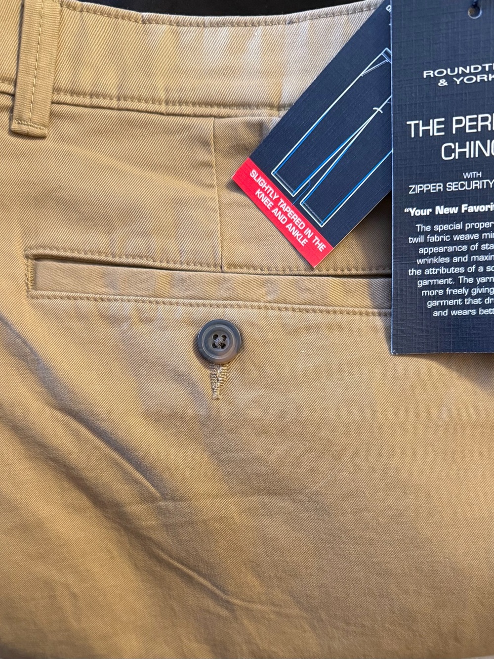 Roundtree & Yorke Men's Khaki/Tan Chino Pants with Tag